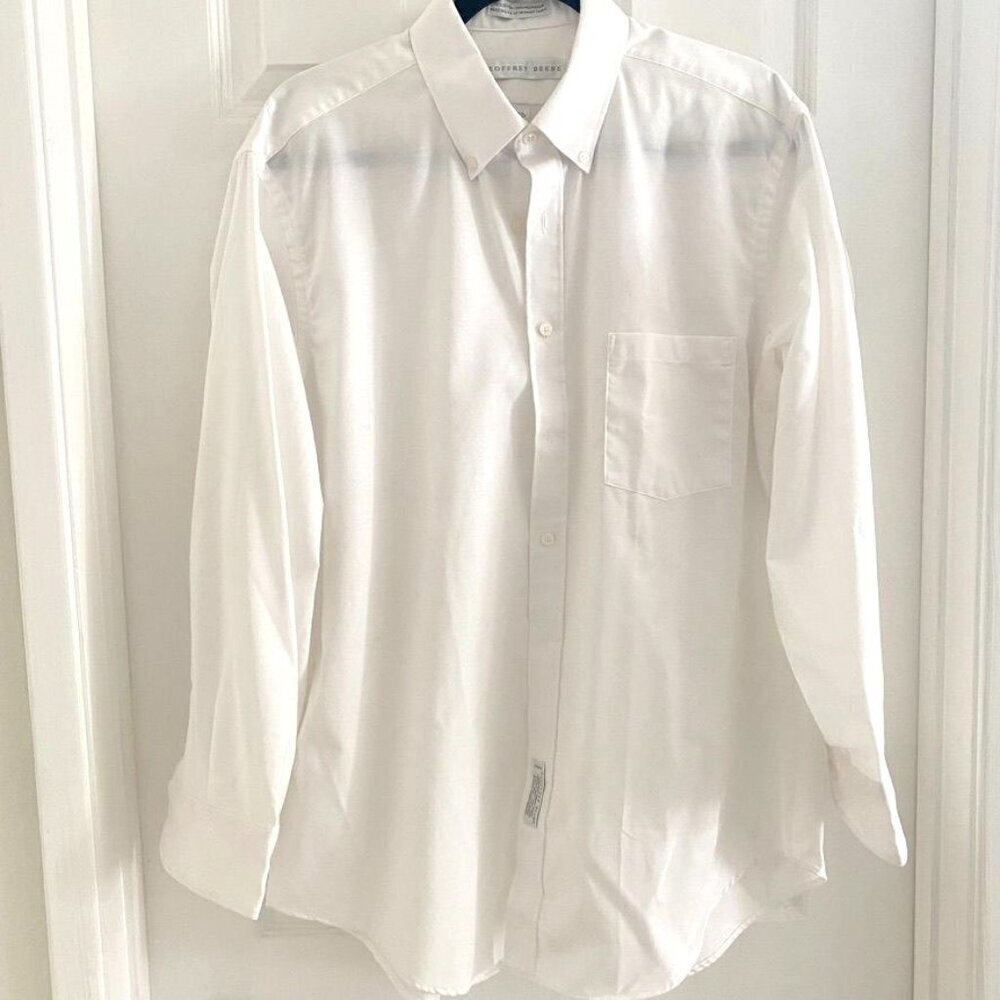 Geoffrey Beene Men's White Dress Shirt Size 16.5/ 32-33 Workwear Business